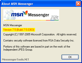 MSN Messenger 7.5 - Build 7.5.0303
