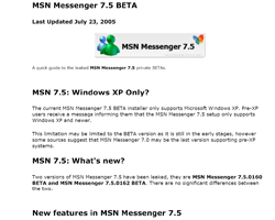 MSN Messenger 7.5 InfoPack screen shot