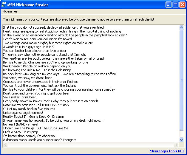 Screenshot of MSN Names Stealer